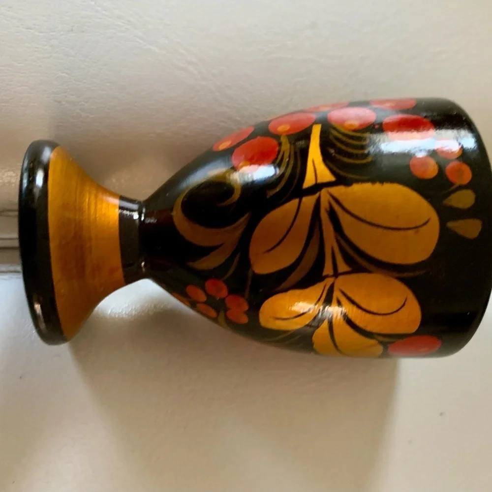 Vintage Hand Painted Wooden Egg Holders Set 6